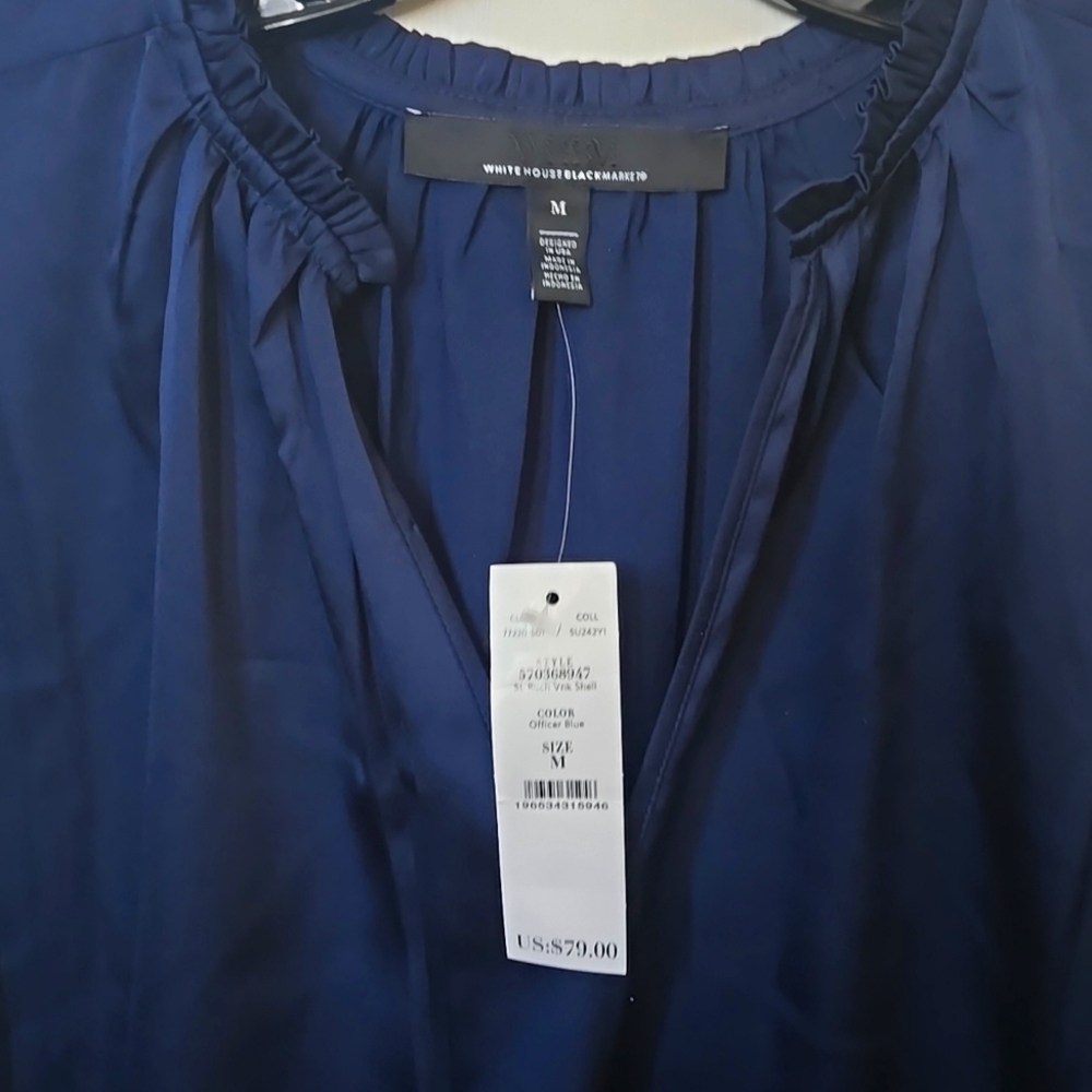 White House Black Market Officer Blue sleevless top